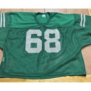 New Vintage MacGregor Sand Knit Mesh Football Jersey Green White Sz L/XL Cropped